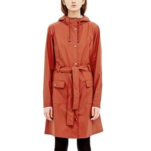 Rust colored Rains raincoat XS